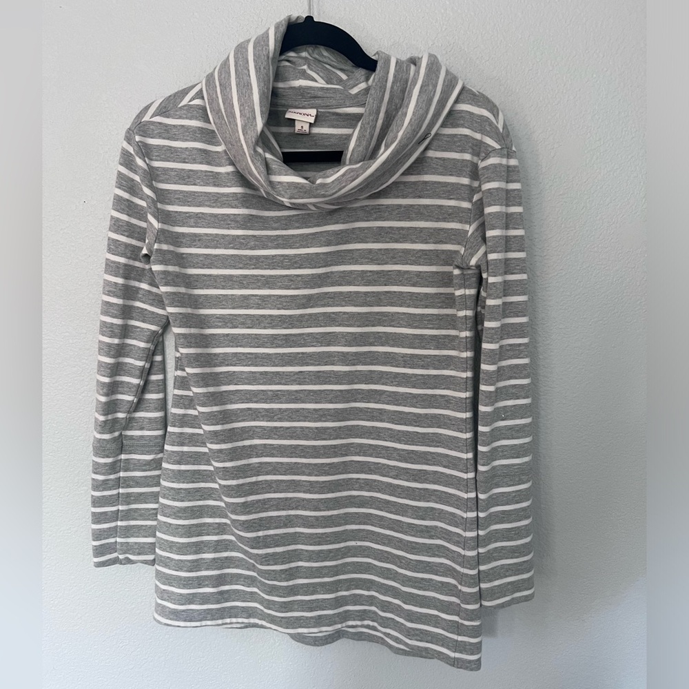 Merona Gray White Striped Cowl Neck Sweater Size Small